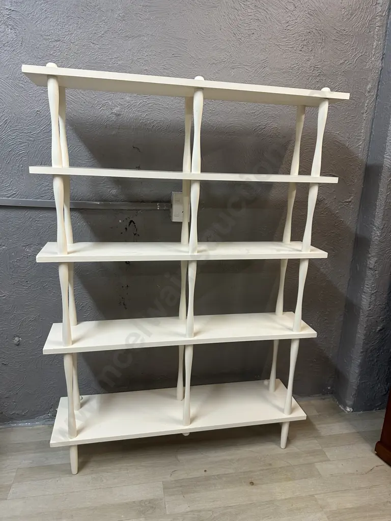 Mid Century Modular Bookcase Painted White. H143 W102 D21.5cm Image 1++