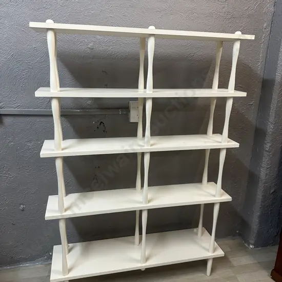 Mid Century Modular Bookcase Painted White. H143 W102 D21.5cm