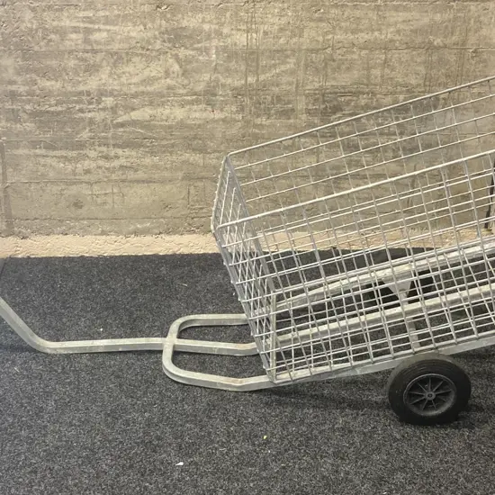 Galv Steel & Mesh Handcart With Solid Rubber Tyres 150 x 54 (Cage H49 W77 D47cm)