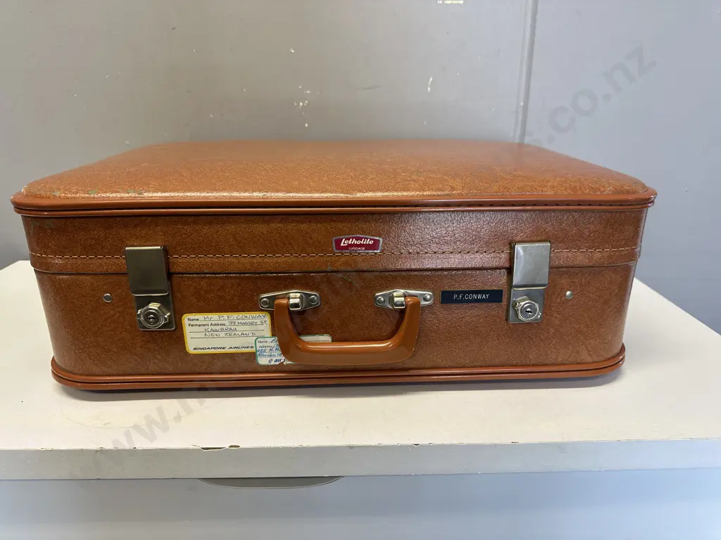 Vintage Letholite Suitcase Tan Coloured H21,W60,D40cm. Image 1++