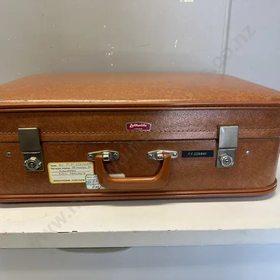 Vintage Letholite Suitcase Tan Coloured H21,W60,D40cm.