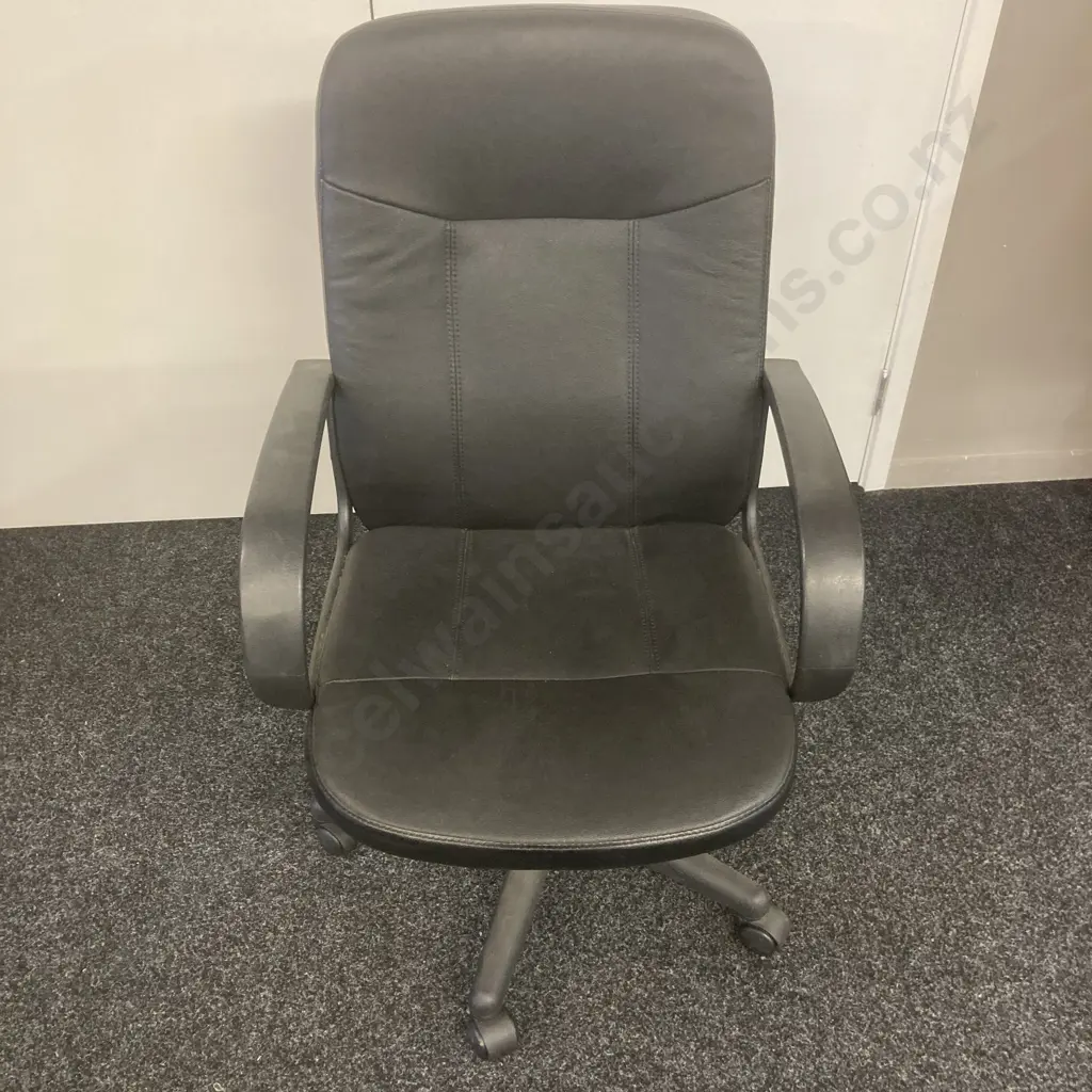 Avant Black Leather Effect Desk Chair Image 1++