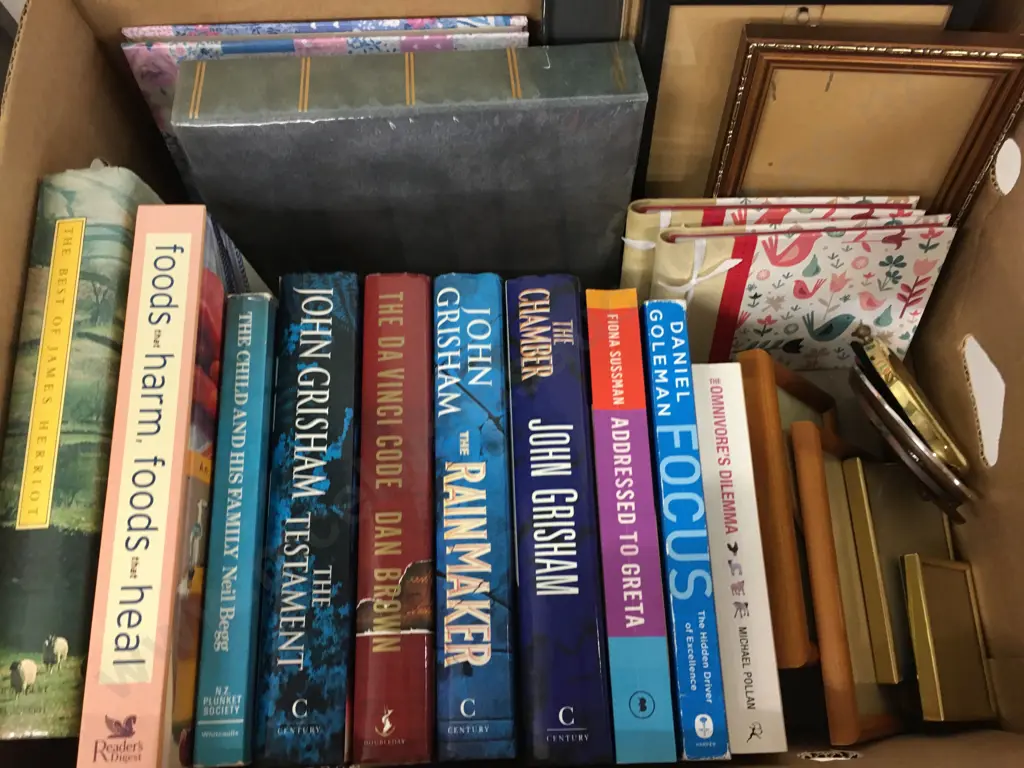 Box Lot Books, Photo Frames, Notebooks, Albums Etc(Not Saleable Donated) Image 1++