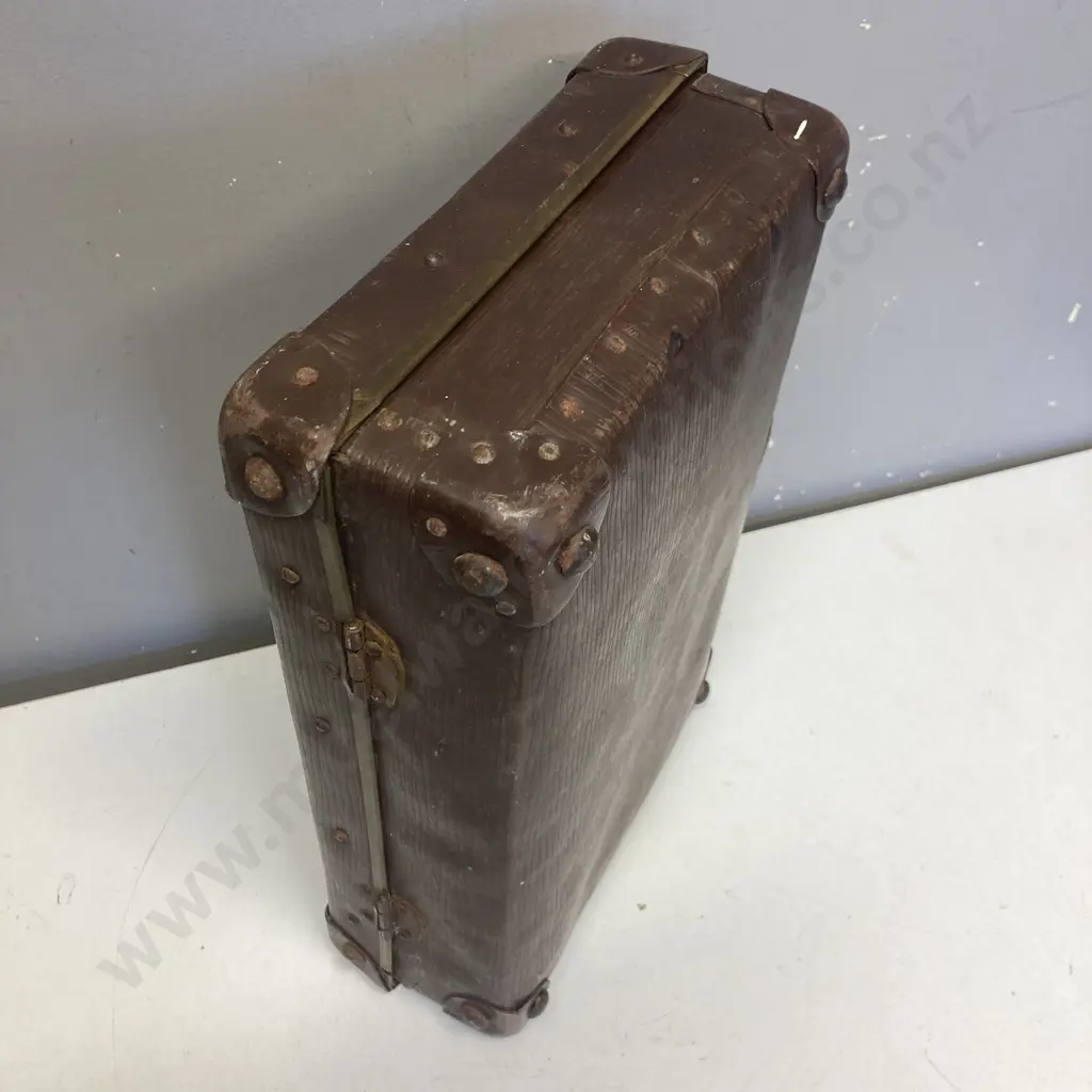 Vintage Schmann Vulcan Fiber Case With Leather Handle. H10 W37 D24.5cm Image 1++