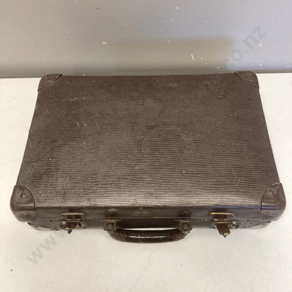 Vintage Schmann Vulcan Fiber Case With Leather Handle. H10 W37 D24.5cm Image 1++
