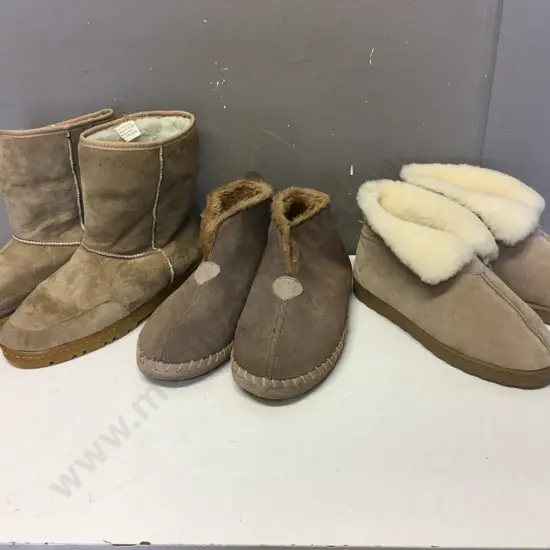 Mi Woollies NZ Wool Slippers & 2x Pair Of Synthetic Wool Slippers Size 10