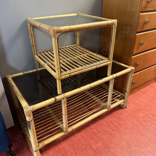 Pair of Vintage Cane Coffee Tables