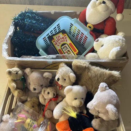 Selection Of Teddy Bears, Christmas Decorations Etc