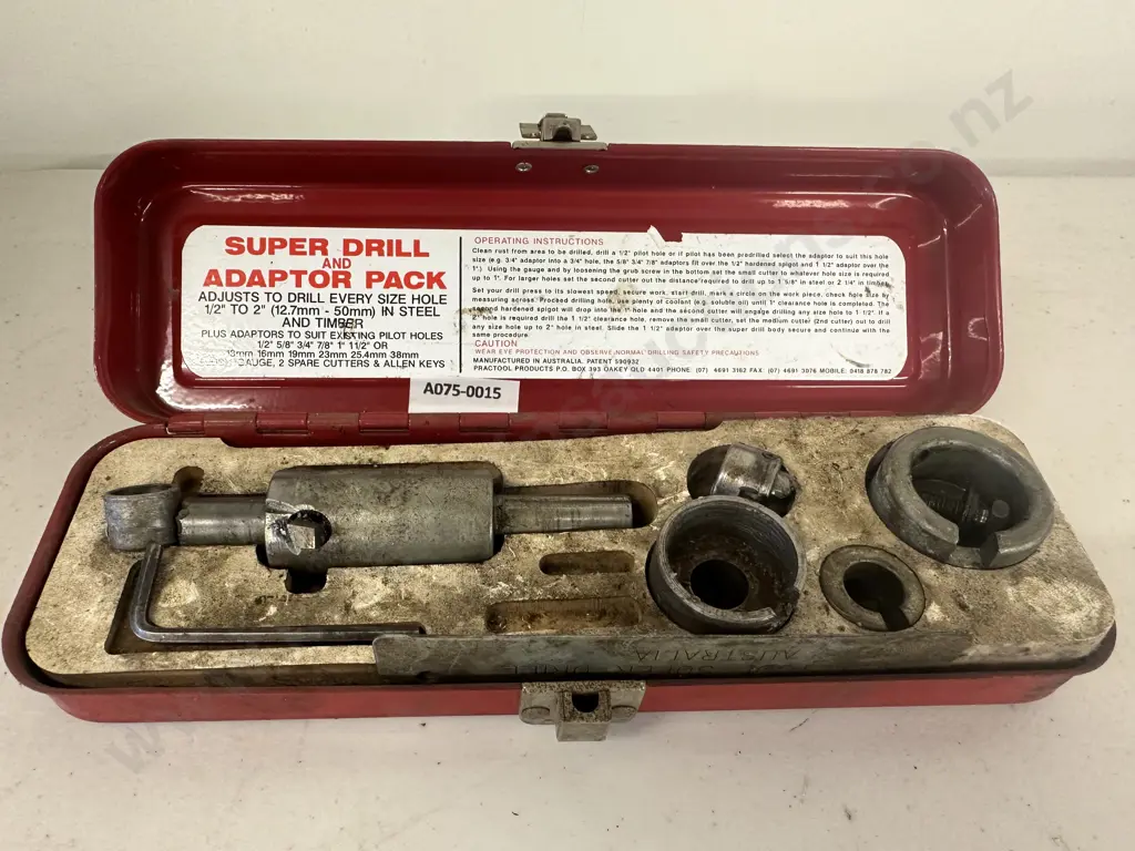 Super Drill & Adaptor Pack Large Metal Drill Bit In Case (1/2" To 2") Image 1++