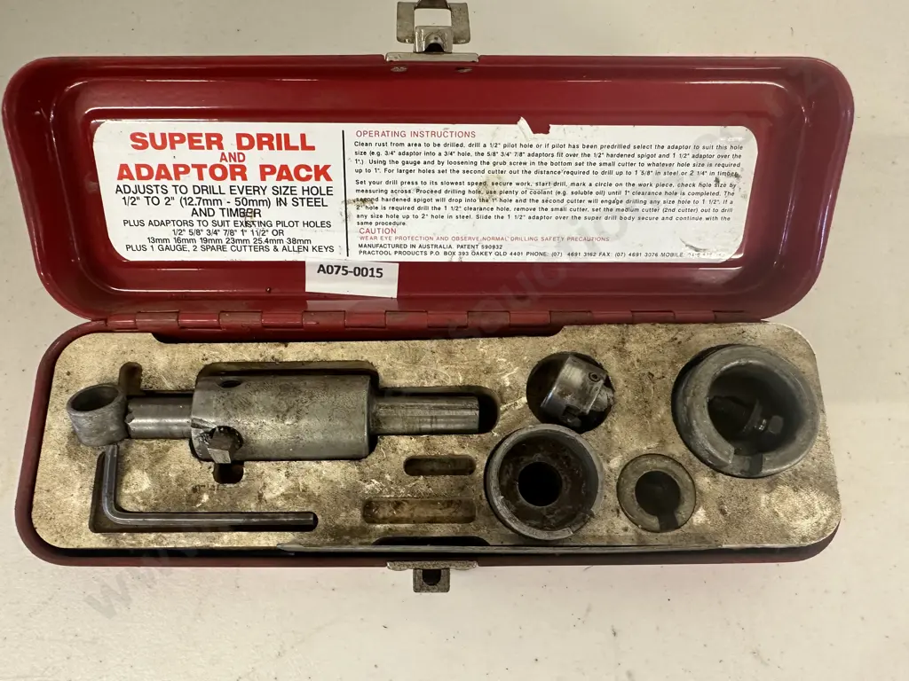 Super Drill & Adaptor Pack Large Metal Drill Bit In Case (1/2" To 2") Image 1++