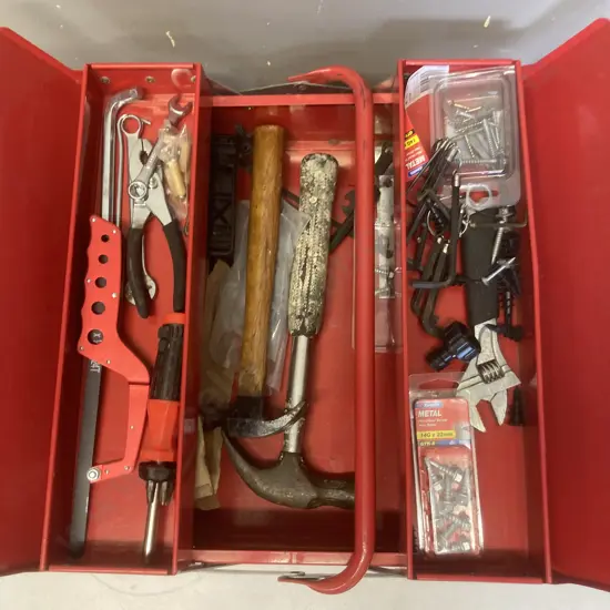 Red Steel Cantilever Toolbox & Tools