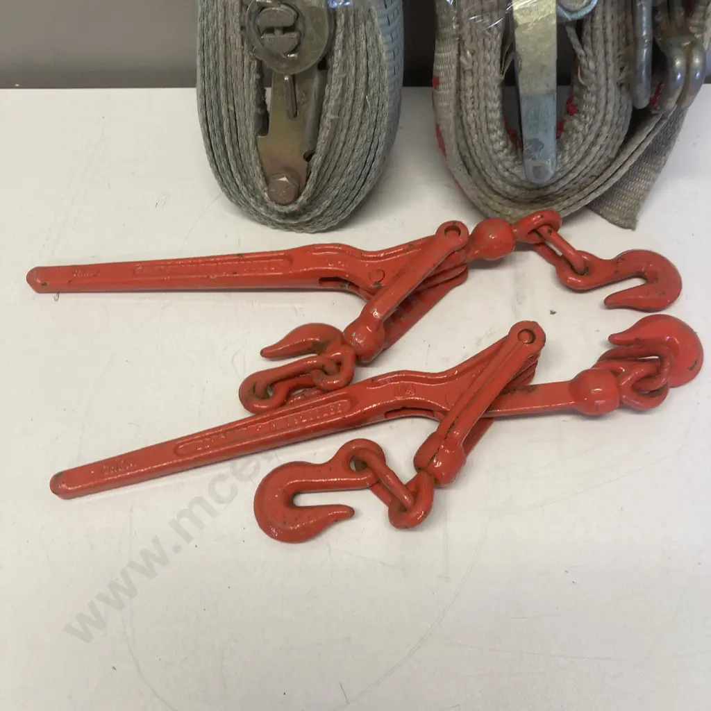 Pair of Ratchet Tie Downs & Pair of Steel Twitches Image 1++