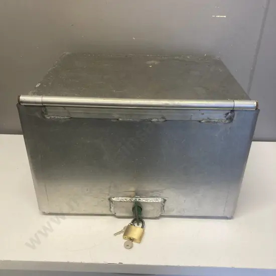 Aluminium Lockbox With Padlock & Key. H32 W46 D38cm