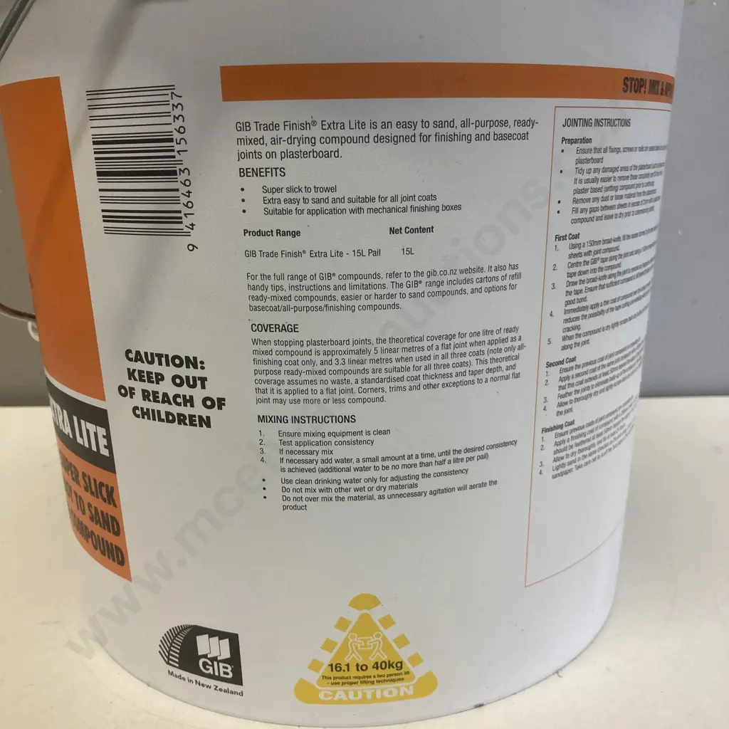 Gib Trade Finish - Extra Lite In 15Kg Bucket Image 1++