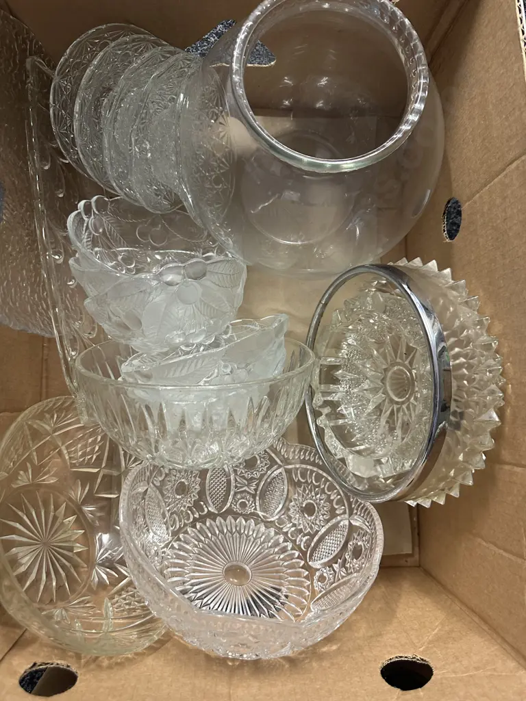 Assorted Box Lot Of Vintage Glassware Image 1++
