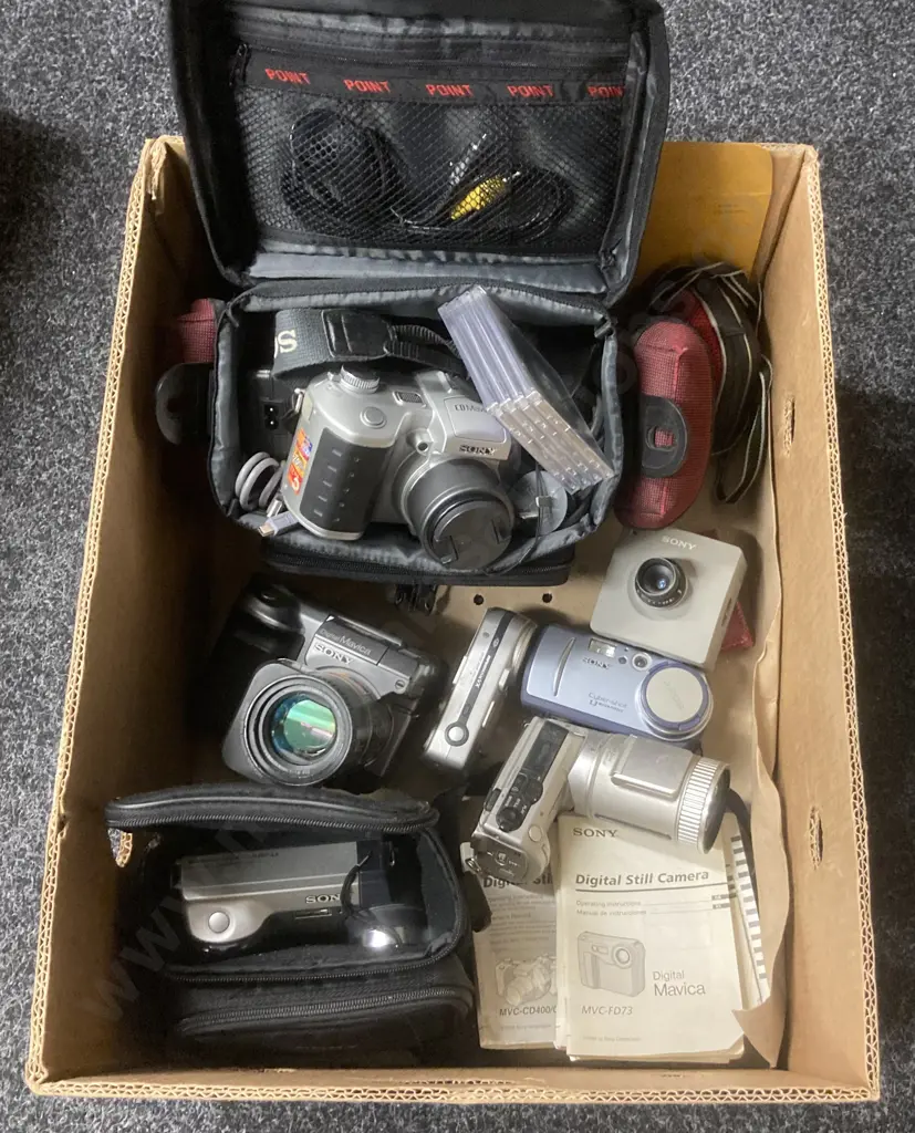 Box Lot Camera Gear -  Assorted Sony, MVC-FD91, MVC-CD250 Etc Image 1++
