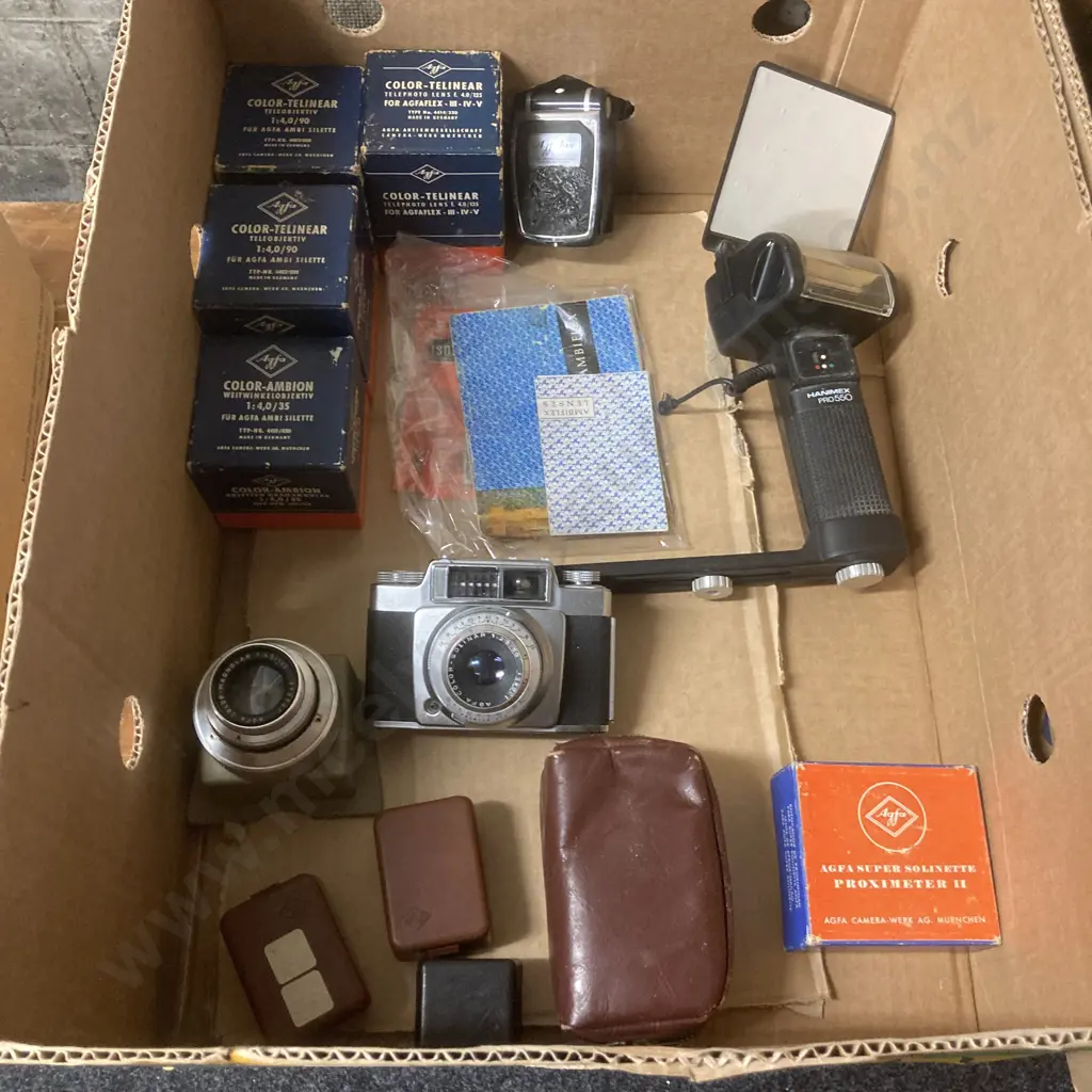 Box Lot Camera Gear -  Assorted Hanimex & Agfa Image 1++
