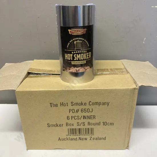 Box of 6 x New Aromachef Gourmet BBQ Hot Smoker Box - Stainless Steel, 10cm