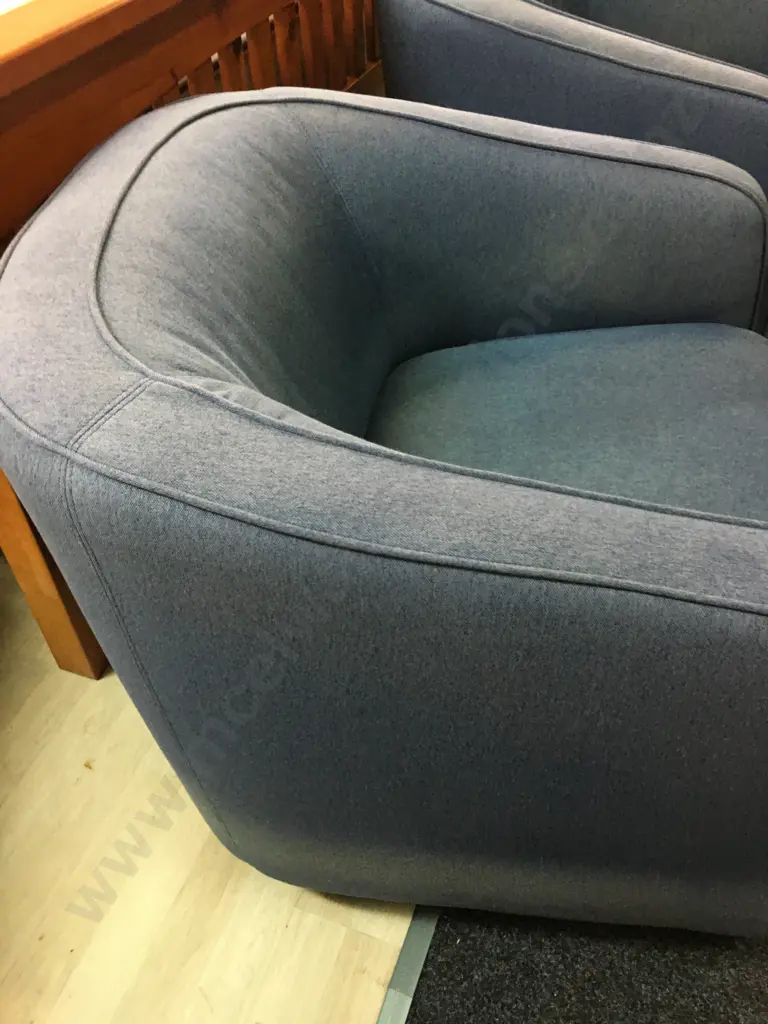 Pair of Blue Fabric Tub Chairs Image 1++