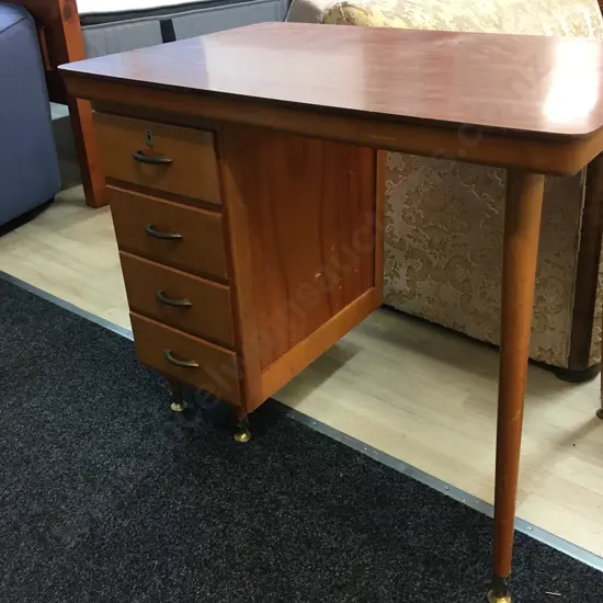 Mid Century Desk With Brown Formica Top. H75 W90.5 D60cm