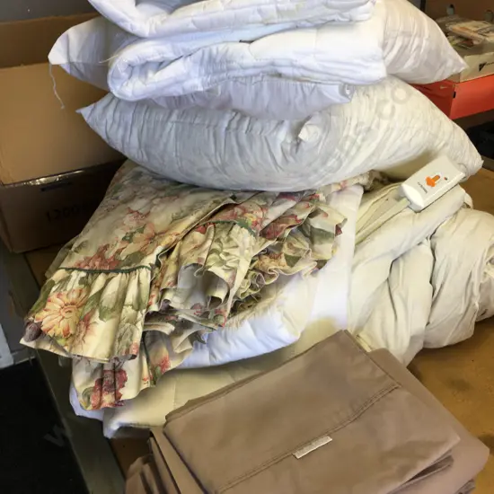 Assorted Linen Including Double Goldair Electric Blanket, Pillows, Logan & Mason Sheets Etc