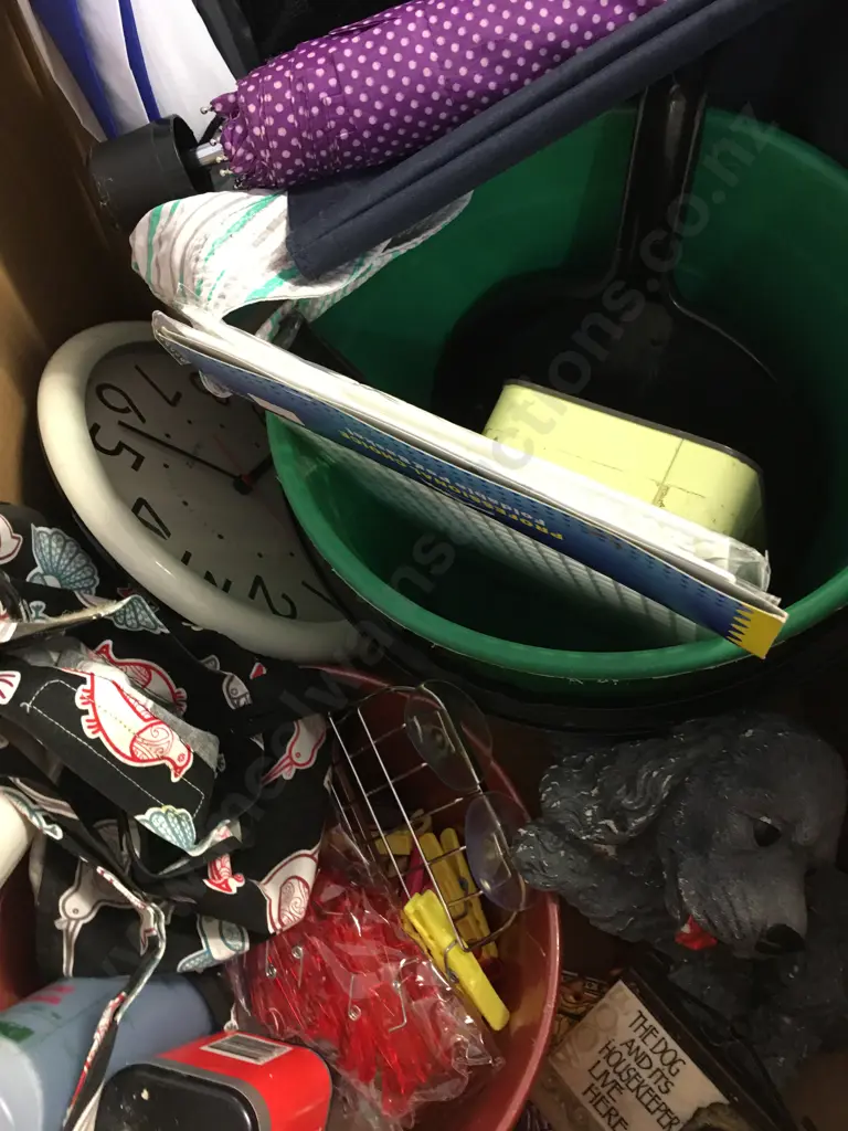 Umbrellas, Pegs, Apron, Dog Figurine Etc Image 1++
