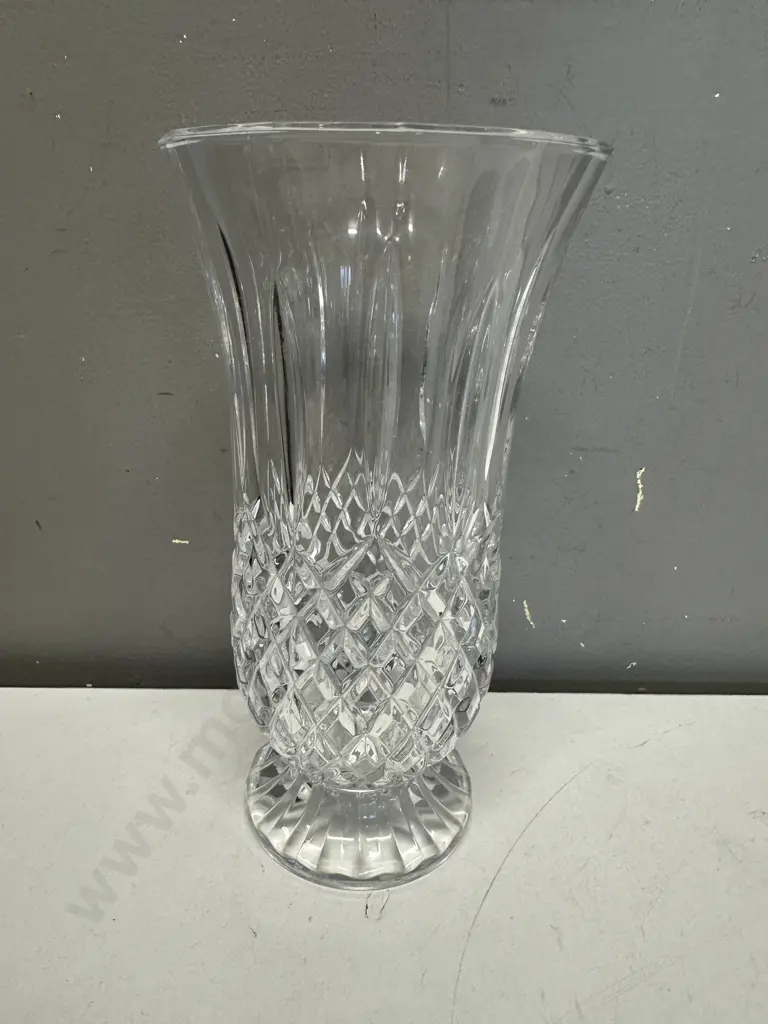 Vintage Footed Cut Glass Vase H25cm.  Image 1++