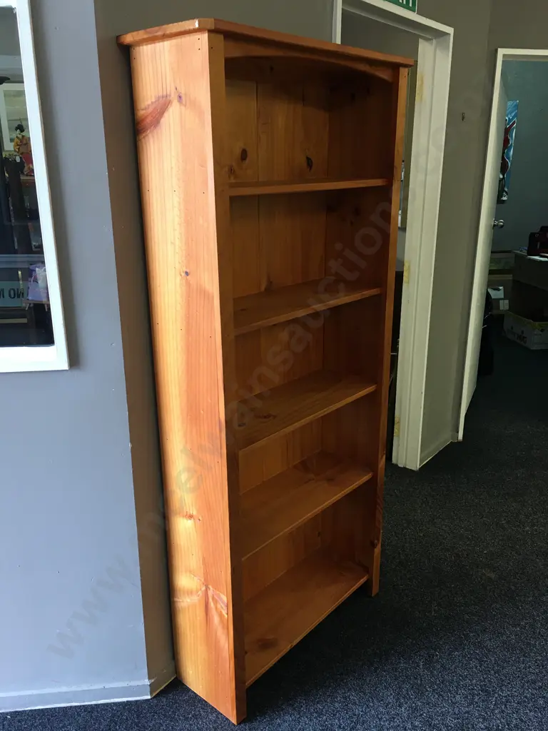 Pine Bookcase With 4 Fixed Shelves. H179 W79 D29cm Image 1++