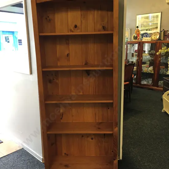 Pine Bookcase With 4 Fixed Shelves. H179 W79 D29cm
