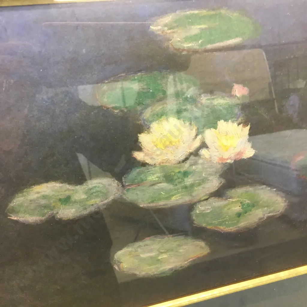 Vintage Framed Artwork 'Claude Monet' Lillies  H40,W46cm. Image 1++
