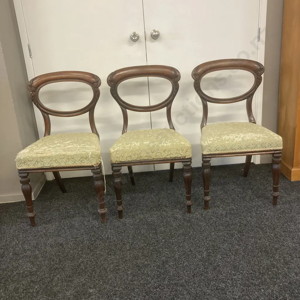 Set of 3 Antique Victorian Quality Mahogany Dining Chairs Image 1++