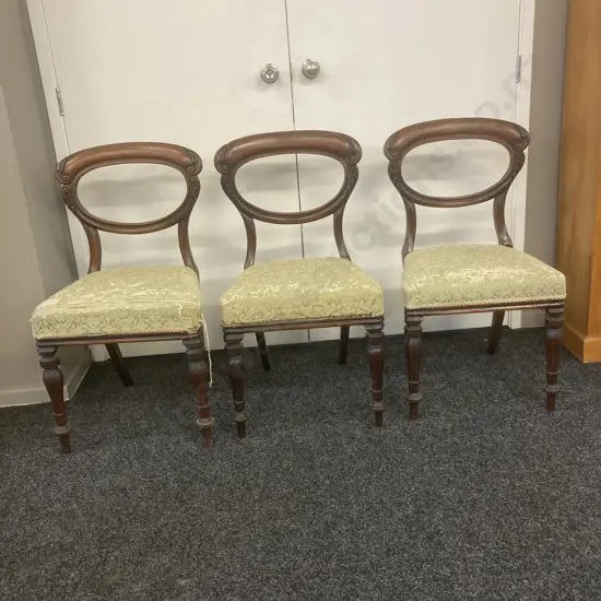 Set of 3 Antique Victorian Quality Mahogany Dining Chairs