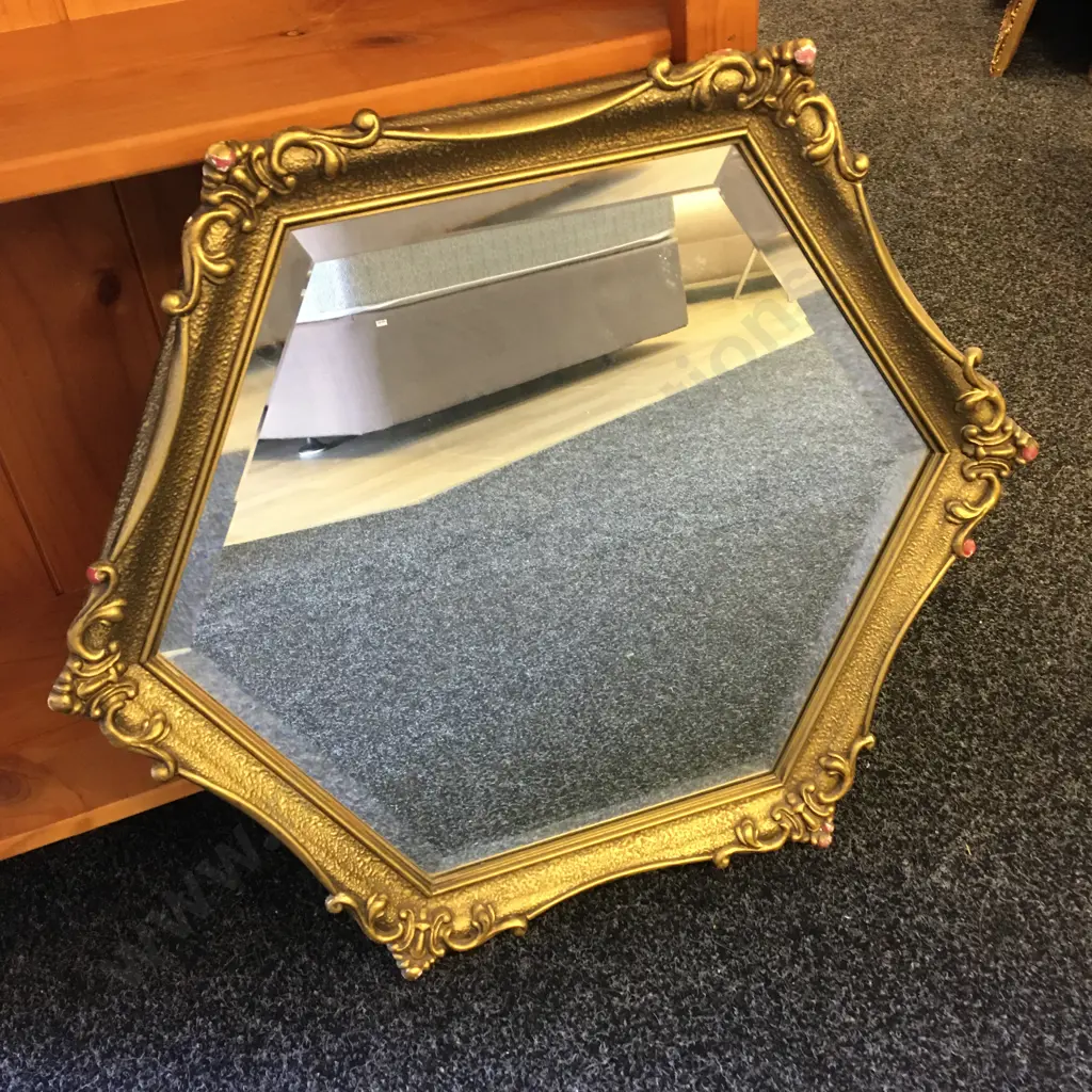 Ornate Art Deco Gilt Bevelled Edge Mirror  Image 1++