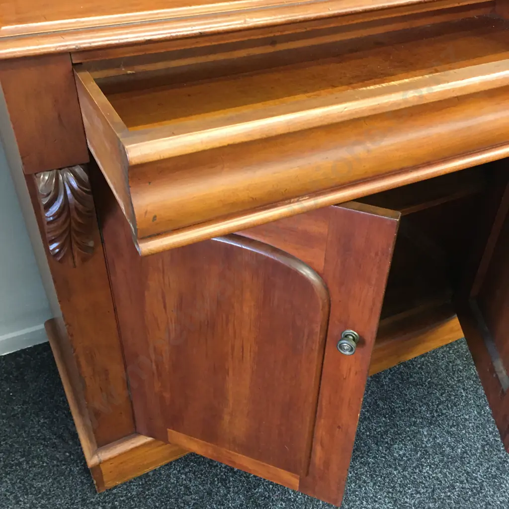 Antique Mahogany 2 Door Chiffonier With Cutlery Drawer. H127 W106 D48cm Image 1++