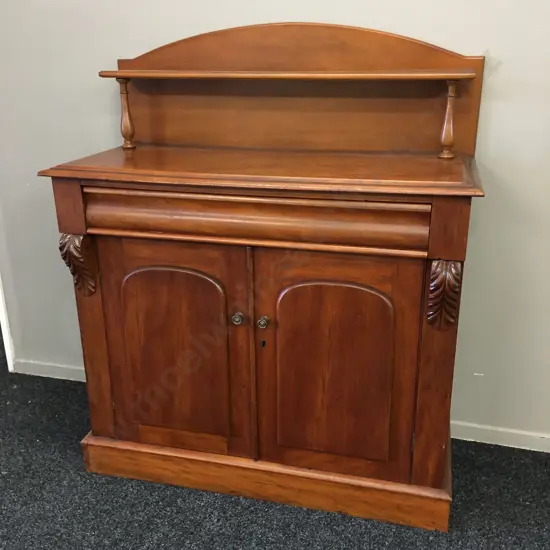 Antique Mahogany 2 Door Chiffonier With Cutlery Drawer. H127 W106 D48cm