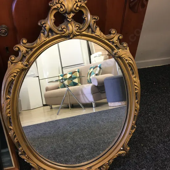 Ornate Gilt Oval Mirror H73,W70cm.