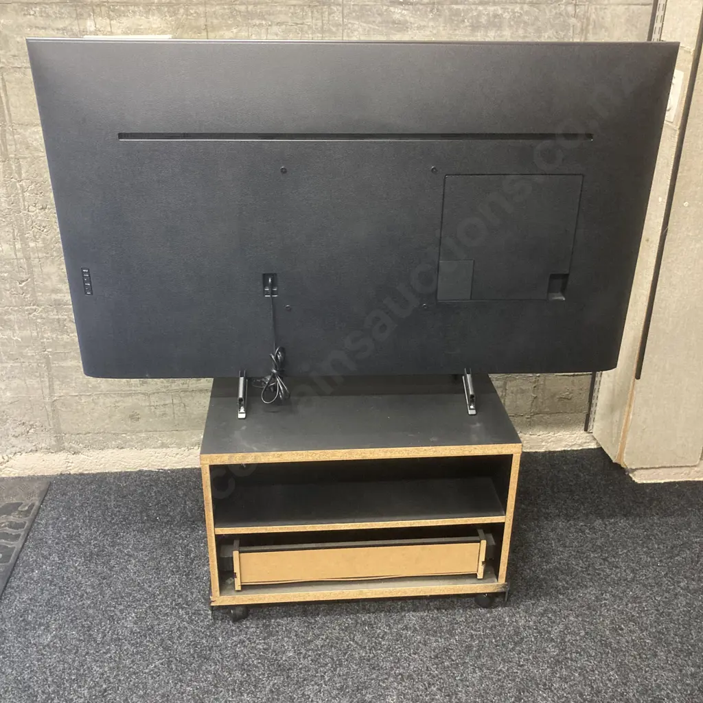 Panasonic 55" Premium 4K LED LCD TV TH-55GX850Z With Remote Control. Small Black TV Stand On Wheels With Drawer In Base Image 1++