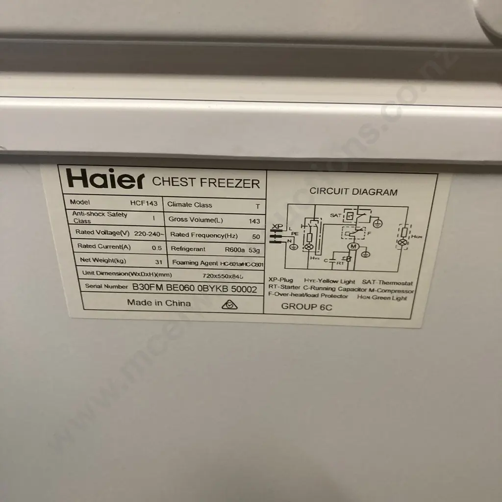 Haier 143 Litre Chest Freezer, Model HCF143 Image 1++