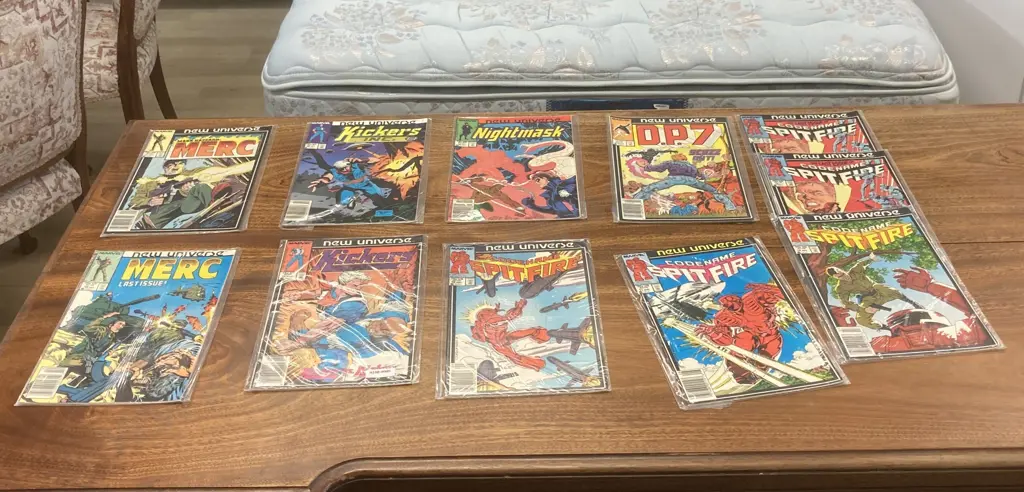 11 x Marvel Comics Assorted MERC, KICKERS INC, NIGHTMASK, DP & SPITFIRE 1986/87 New Universe VF to NM Image 1++