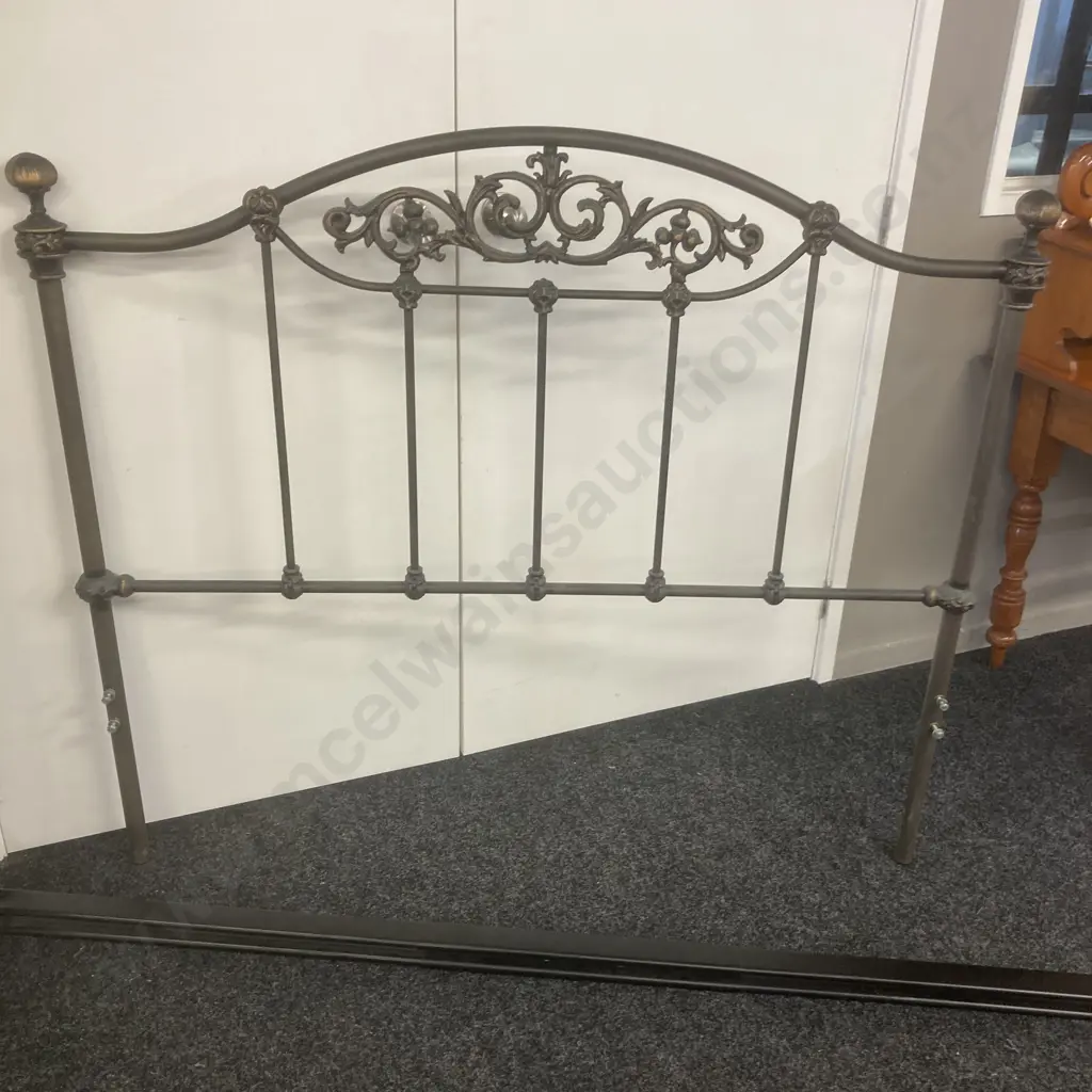 Black Wrought Double Bed Frame With Rails & Ornate Ends Image 1++