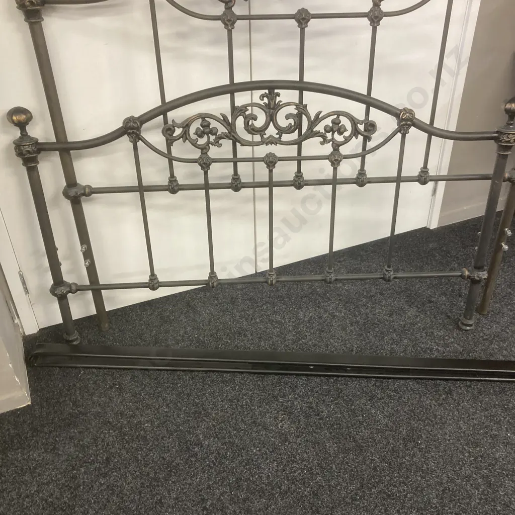 Black Wrought Double Bed Frame With Rails & Ornate Ends Image 1++