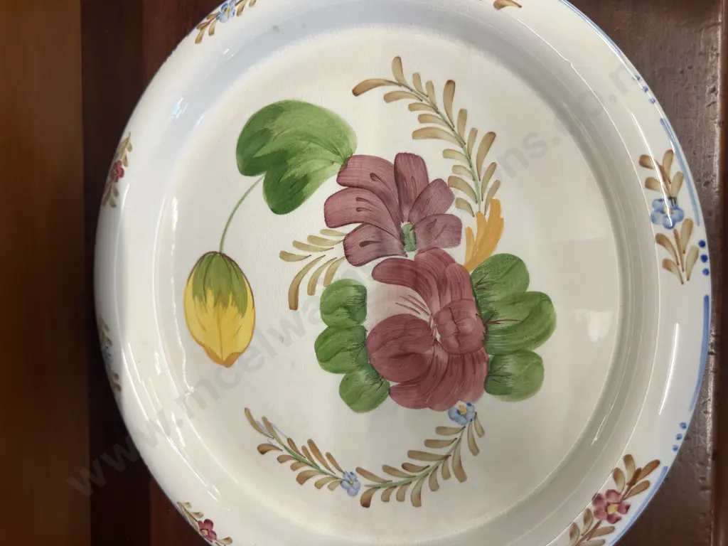 Vintage Belle Fiore Chanticleer Ware Separated Bone Shaped Dishes x4 & Round Dish On Large Round Platter Image 1++