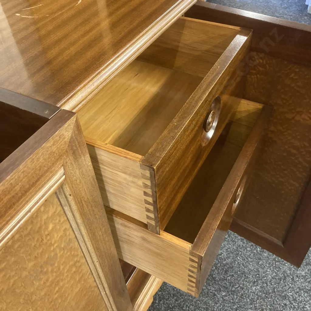 Mahogany & Burwood Sideboard (Gramaphone Cabinet) With Cabriole Legs. H99 W138 D54cm Image 1++