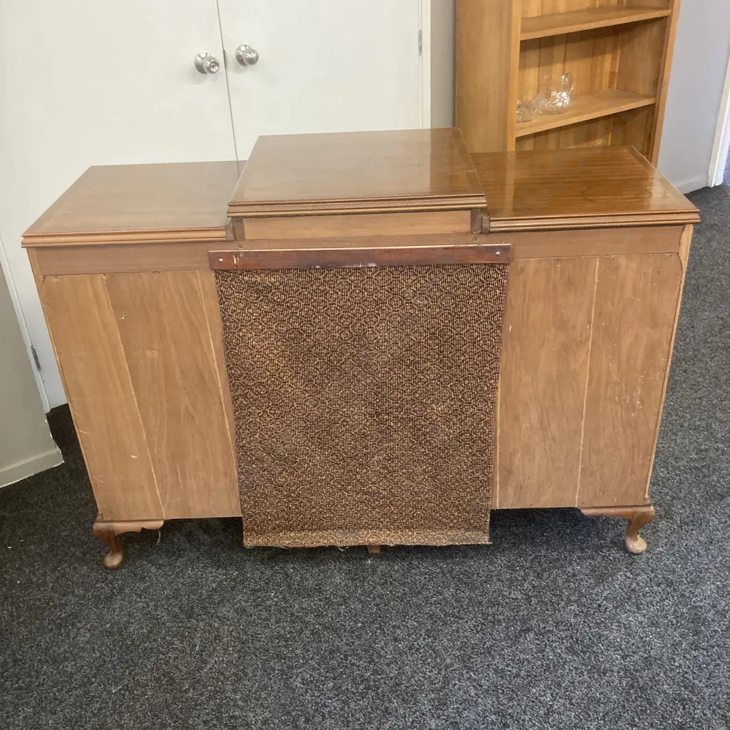 Mahogany & Burwood Sideboard (Gramaphone Cabinet) With Cabriole Legs. H99 W138 D54cm Image 1++