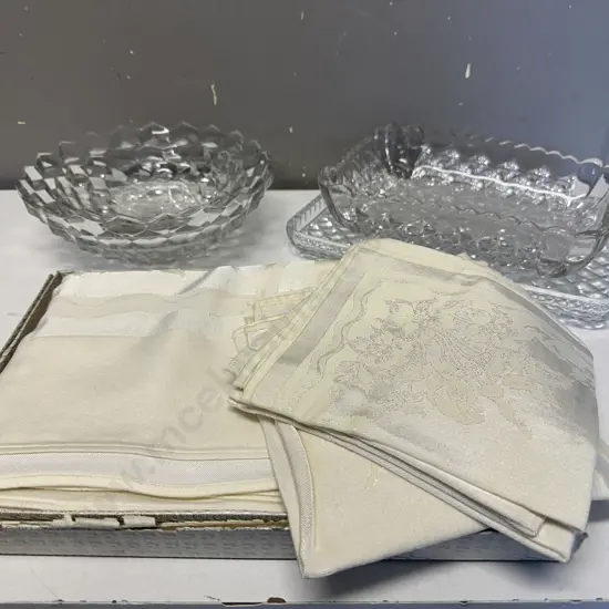Vintage Boxed Linen & Cut Glass Items