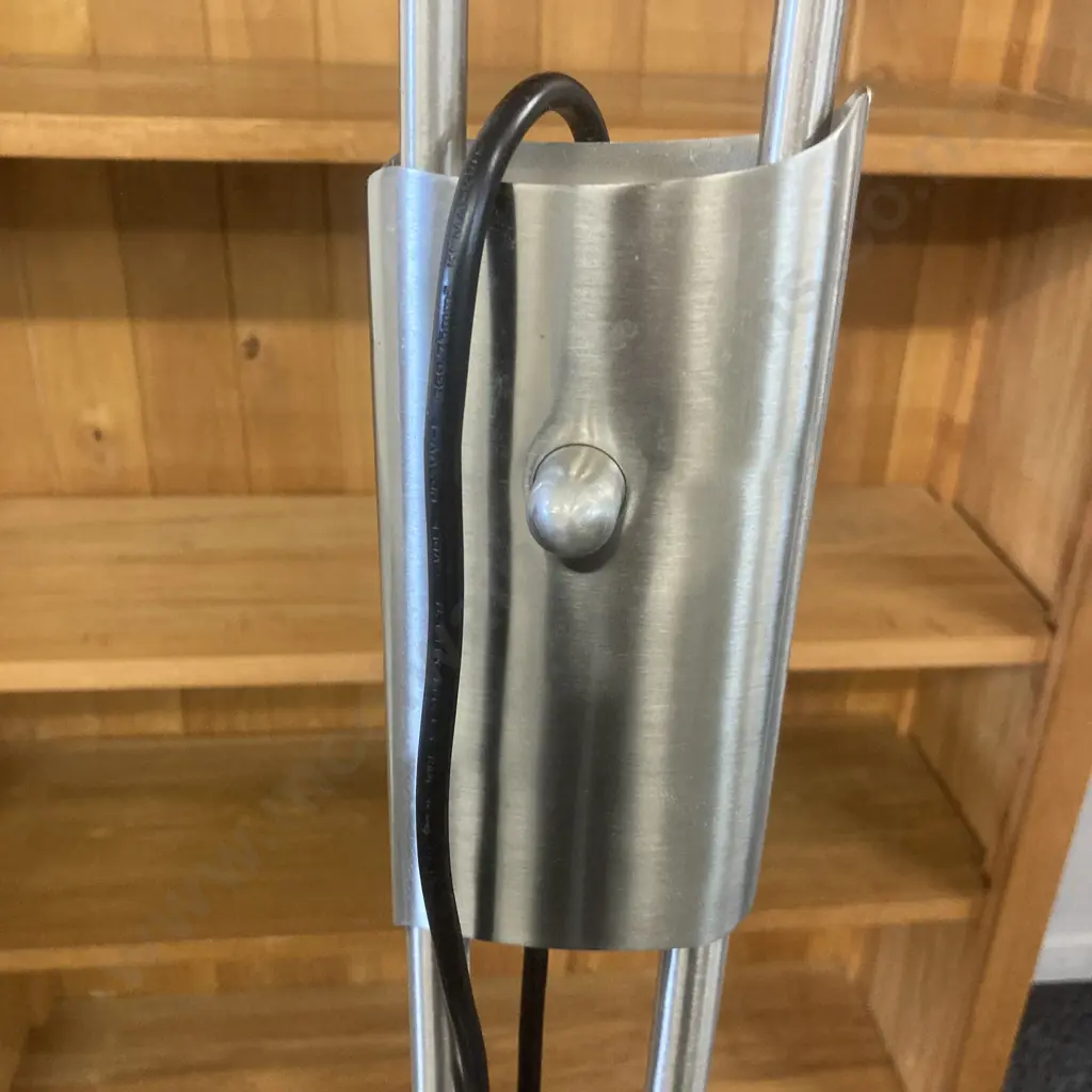 Brushed Stainless Steel Floor Lamp With White Frosted Glass Shade Image 1++