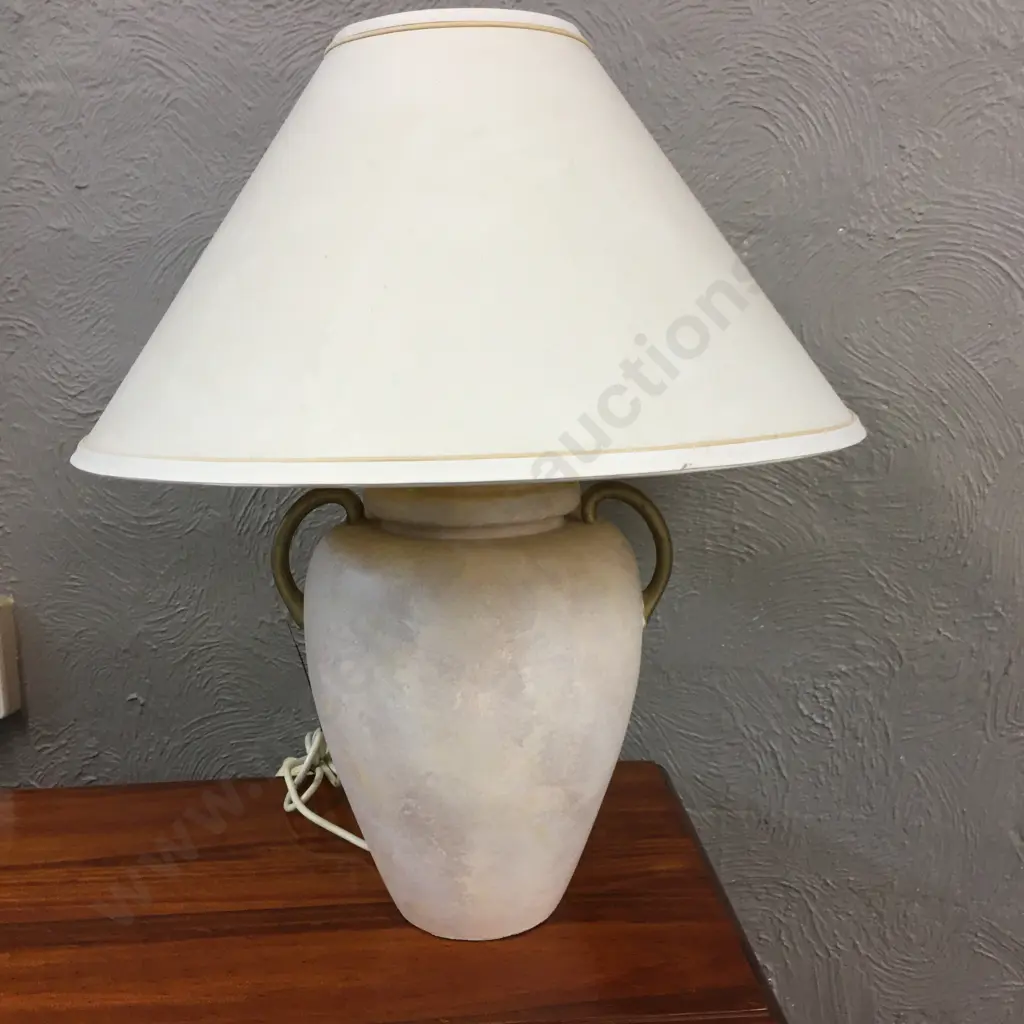 Table lamp, Cream Ceramic Base With Gilt Handles & Cream Shade. H60cm Image 1++