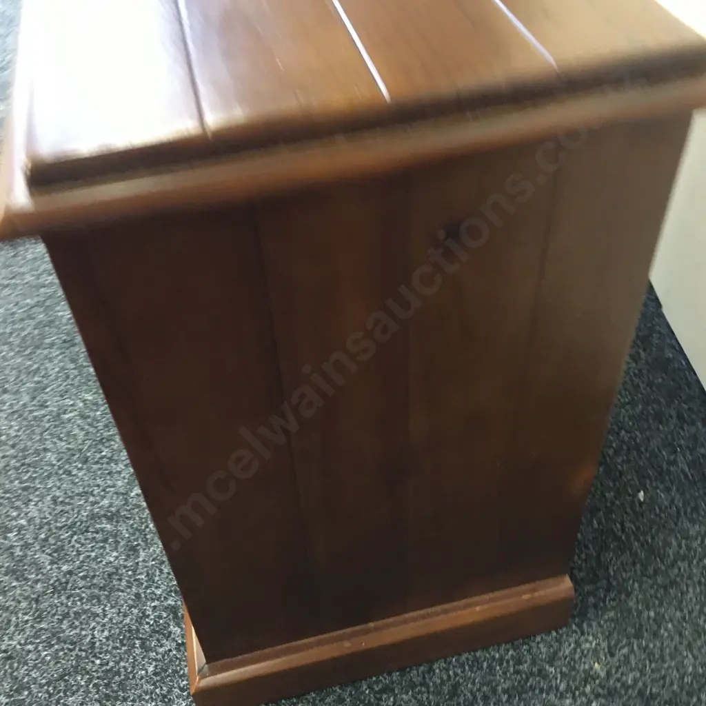 Pair of Wooden 2 Drawer Bedsides, Black Steel Ring Handles Image 1++