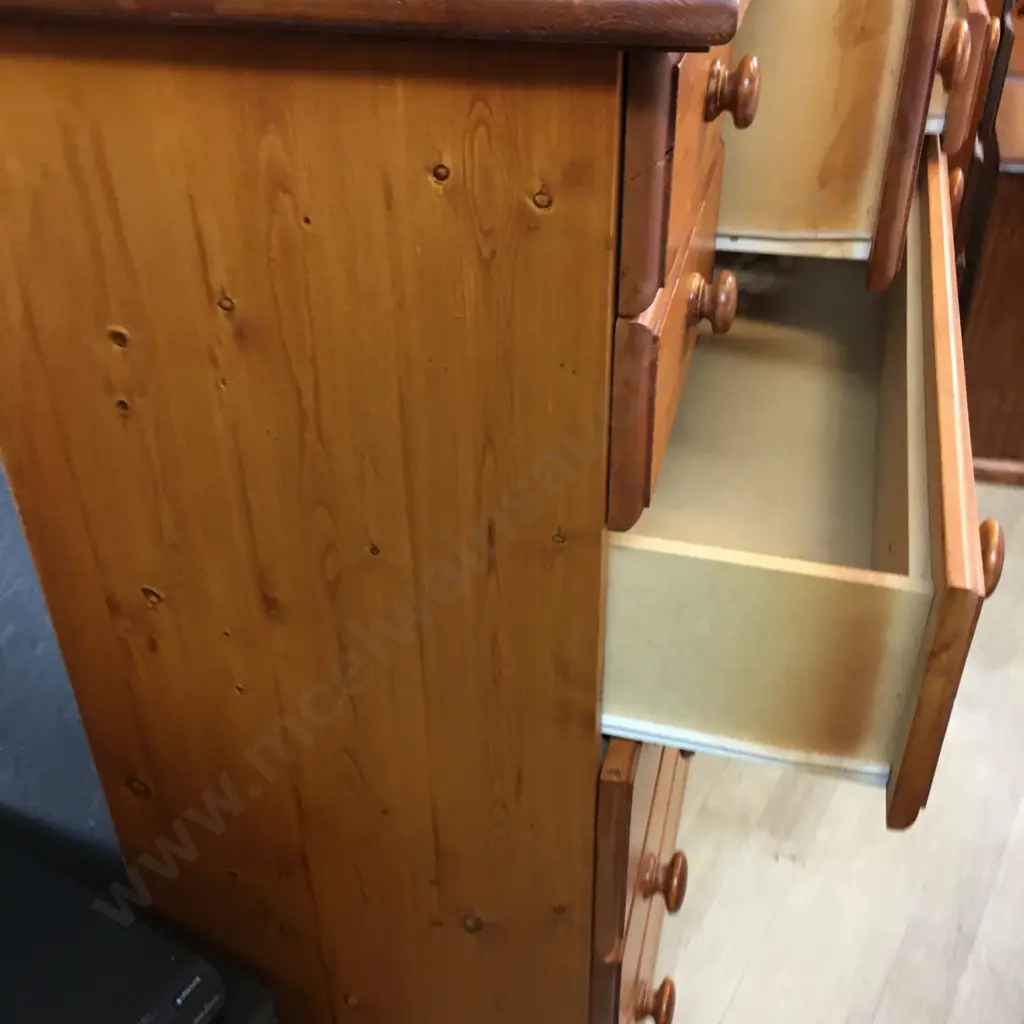 Pine 9 Drawer Scotch Chest. H117 D106 W43cm Image 1++