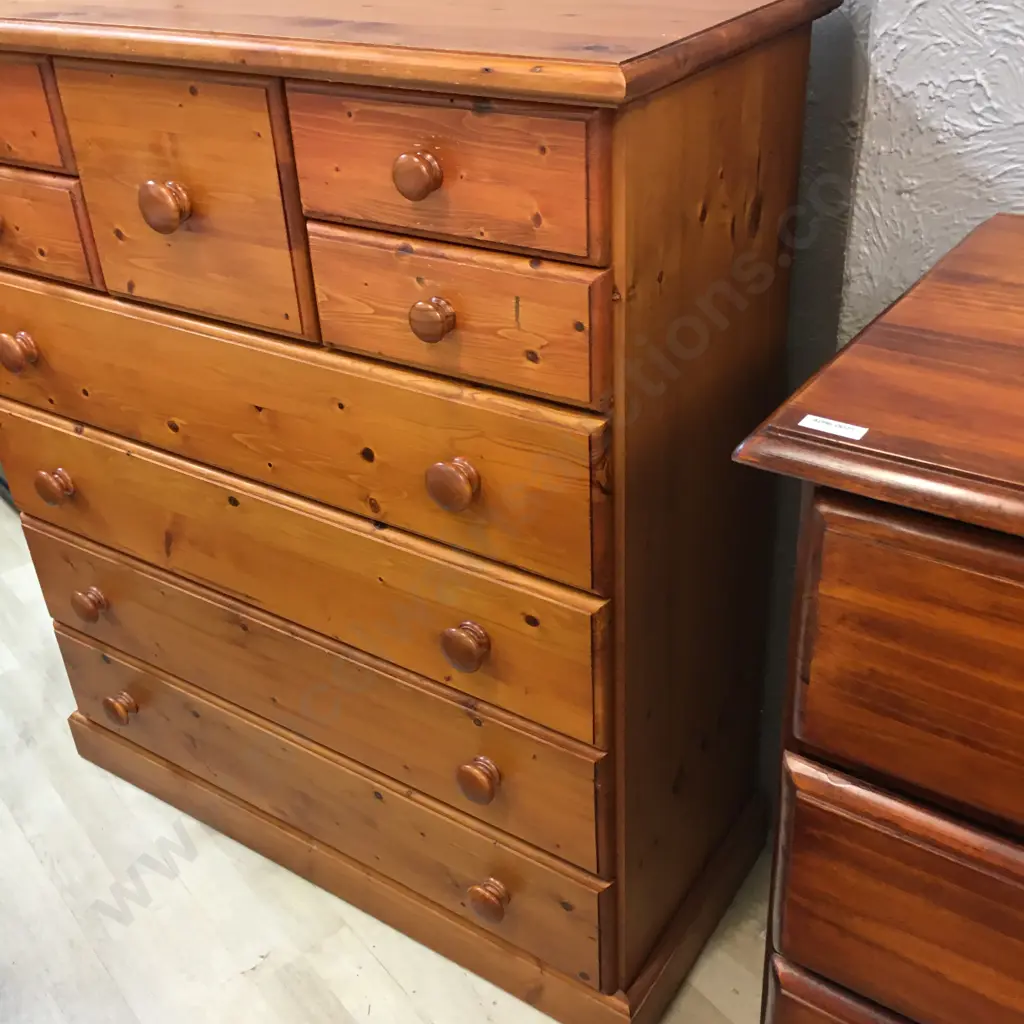 Pine 9 Drawer Scotch Chest. H117 D106 W43cm Image 1++